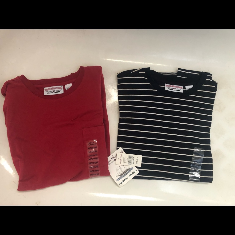 NWT 2-Pack Men’s Tee Shirts Kohl’s “Boca Classics” Casual SZ M 100% Cotton T’s